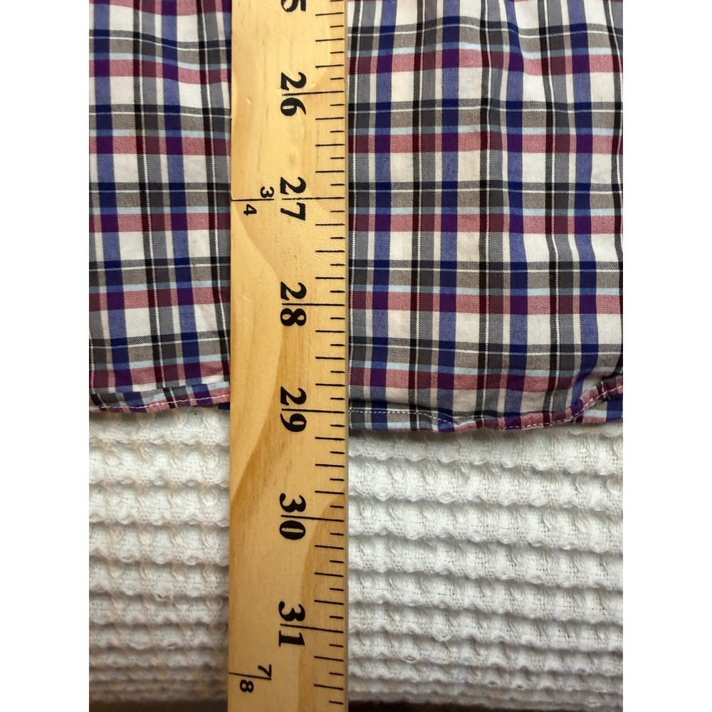 Barneys New York Mens Size Small Plaid Shirt Long Sleeve Button Down Purple Blue - Picture 7 of 9